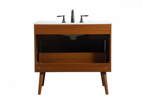 Elegant Lighting Boise 36 Inch Single Bathroom Vanity in Teak Model: VF41036MTK