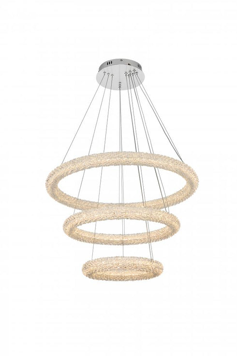 Elegant Lighting Bowen 32 Inch Adjustable LED Chandelier in Chrome Model: 3800G3LC