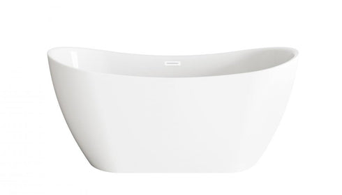 Elegant Lighting Bristol 59 inch Bathtub in Glossy White with Brushed Gold Trim Model: BT30459GW-BGD