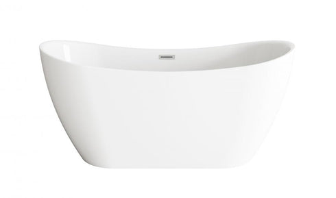 Elegant Lighting Bristol 59 inch Bathtub in Glossy White with Brushed Gold Trim Model: BT30459GW-BGD