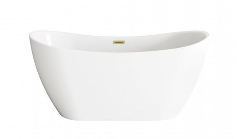 Elegant Lighting Bristol 59 inch Bathtub in Glossy White with Brushed Gold Trim Model: BT30459GW-BGD