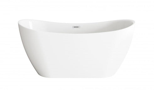 Elegant Lighting Bristol 59 inch Bathtub in Glossy White with Brushed Gold Trim Model: BT30459GW-BGD