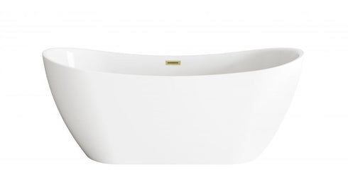 Elegant Lighting Bristol 67 inch Bathtub in Glossy White with Brushed Gold Trim Model: BT30467GW-BGD