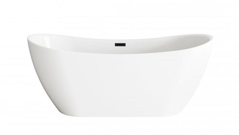 Elegant Lighting Bristol 67 inch Bathtub in Glossy White with Brushed Gold Trim Model: BT30467GW-BGD
