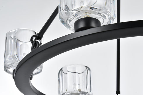 Elegant Lighting Cadence Pendant Light D26 Inch G9 Lt6 40 Watt Black in Black and Clear Finish Model: 5100D26BK