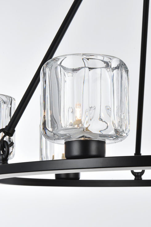 Elegant Lighting Cadence Pendant Light D26 Inch G9 Lt6 40 Watt Black in Black and Clear Finish Model: 5100D26BK