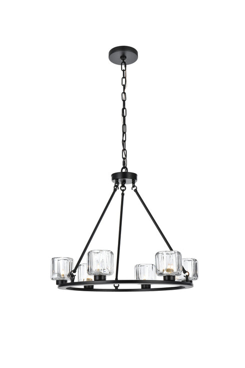 Elegant Lighting Cadence Pendant Light D26 Inch G9 Lt6 40 Watt Black in Black and Clear Finish Model: 5100D26BK