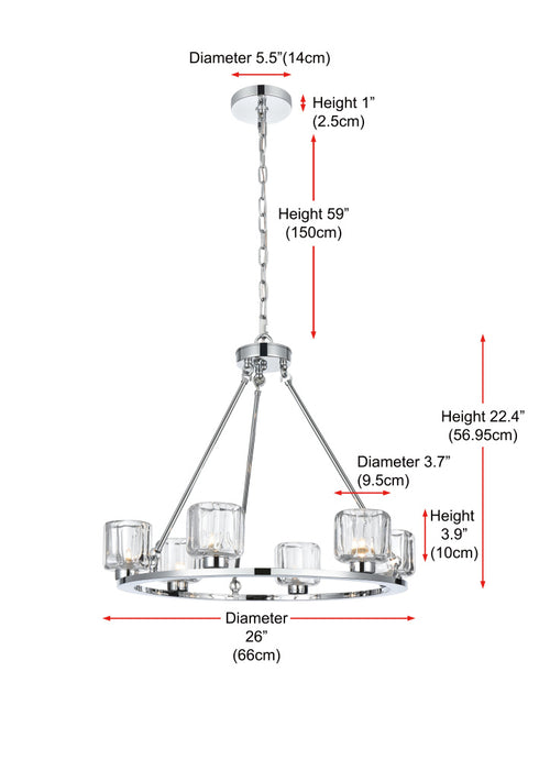 Elegant Lighting Cadence Pendant Light D26 Inch G9 Lt6 40 Watt Chrome in Chrome and Clear Finish Model: 5100D26C