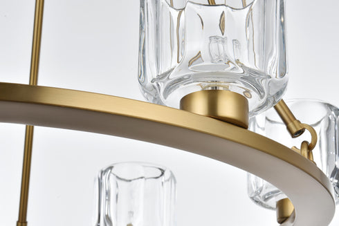 Elegant Lighting Cadence Pendant Light D26 Inch G9 Lt6 40 Watt Satin Gold in Satin Gold and Clear Finish Model: 5100D26SG