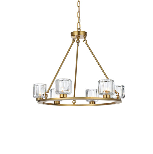Elegant Lighting Cadence Pendant Light D26 Inch G9 Lt6 40 Watt Satin Gold in Satin Gold and Clear Finish Model: 5100D26SG