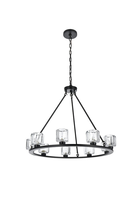 Elegant Lighting Cadence Pendant Light D32 Inch G9 Lt9 40 Watt Black in Black and Clear Finish Model: 5100D32BK