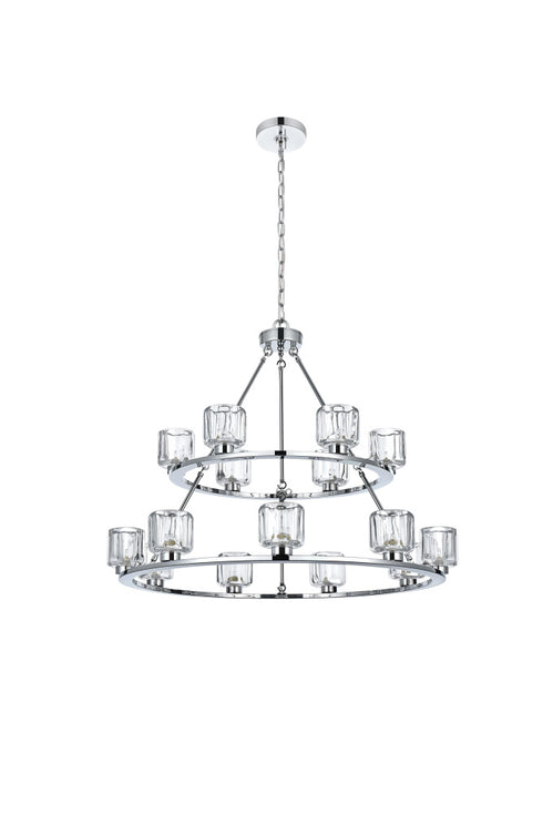 Elegant Lighting Cadence Pendant Light D36 Inch +26 Inch G9 Lt15 40 Watt Chrome in Chrome and Clear Finish Model: 5100L236C