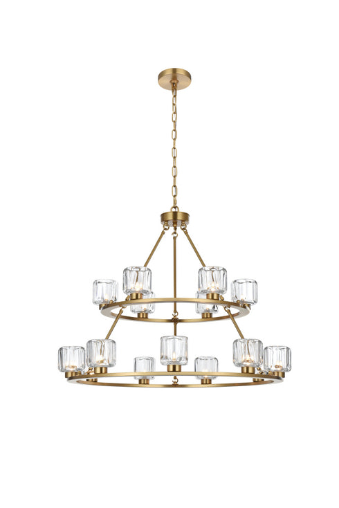 Elegant Lighting Cadence Pendant Light D36 Inch +26 Inch G9 Lt15 40 Watt Satin Gold in Satin Gold and Clear Finish Model: 5100L236SG