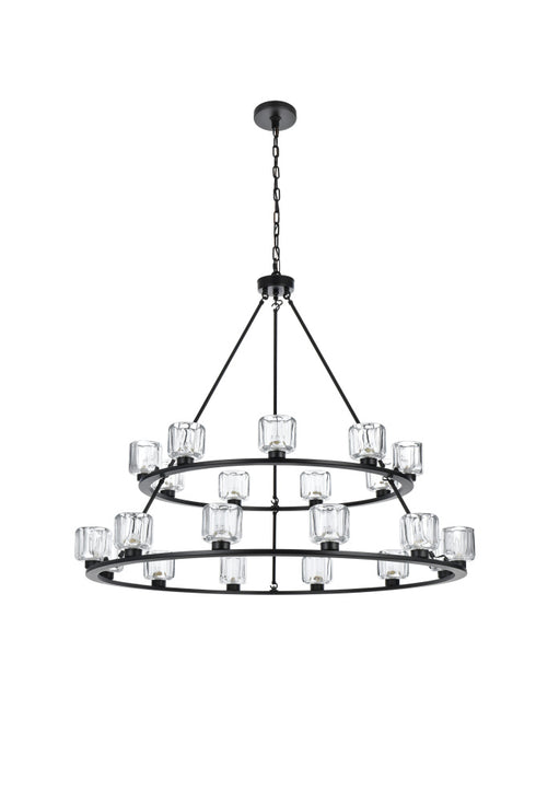 Elegant Lighting Cadence Pendant Light D36 Inch +48 Inch G9 Lt21 40 Watt Black in Black and Clear Finish Model: 5100L248BK
