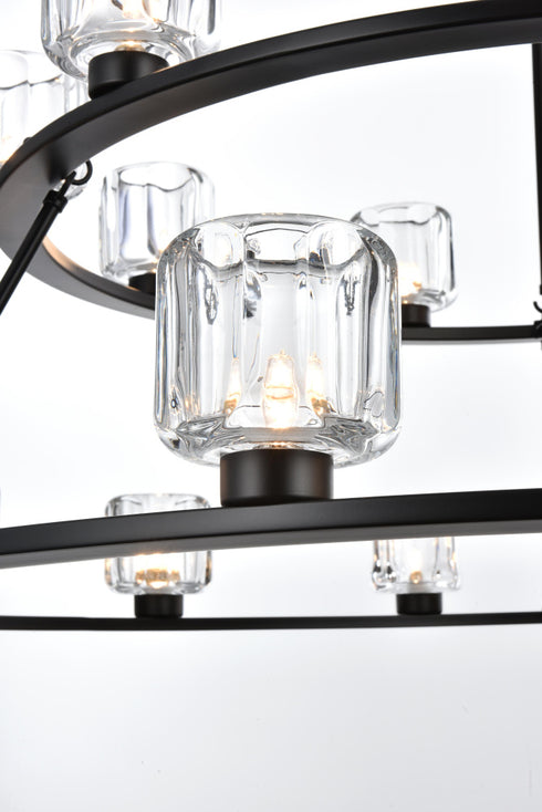 Elegant Lighting Cadence Pendant Light D36 Inch +48 Inch G9 Lt21 40 Watt Black in Black and Clear Finish Model: 5100L248BK