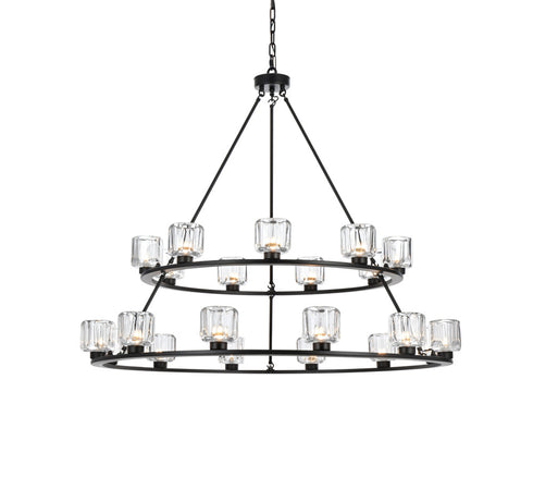 Elegant Lighting Cadence Pendant Light D36 Inch +48 Inch G9 Lt21 40 Watt Black in Black and Clear Finish Model: 5100L248BK
