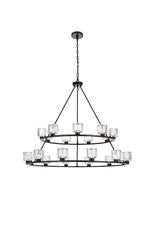 Elegant Lighting Cadence Pendant Light D36 Inch +48 Inch G9 Lt21 40 Watt Black in Black and Clear Finish Model: 5100L248BK