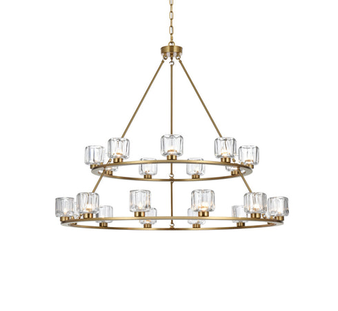 Elegant Lighting Cadence Pendant Light D36 Inch +48 Inch G9 Lt21 40 Watt Satin Gold in Satin Gold and Clear Finish Model: 5100L248SG