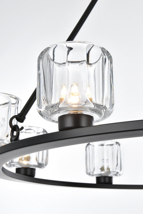 Elegant Lighting Cadence Pendant Light D36 Inch G9 Lt9 40 Watt Black in Black and Clear Finish Model: 5100D36BK