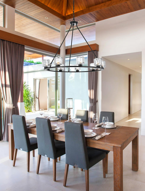 Elegant Lighting Cadence Pendant Light D36 Inch G9 Lt9 40 Watt Black in Black and Clear Finish Model: 5100D36BK