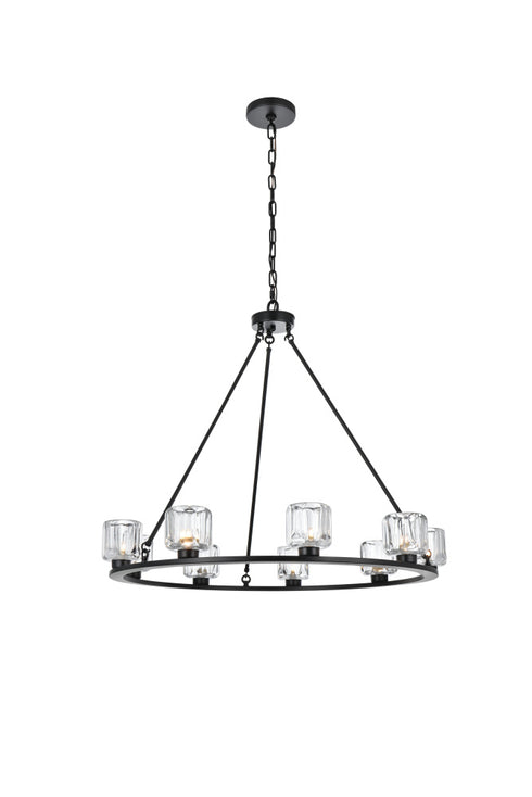 Elegant Lighting Cadence Pendant Light D36 Inch G9 Lt9 40 Watt Black in Black and Clear Finish Model: 5100D36BK
