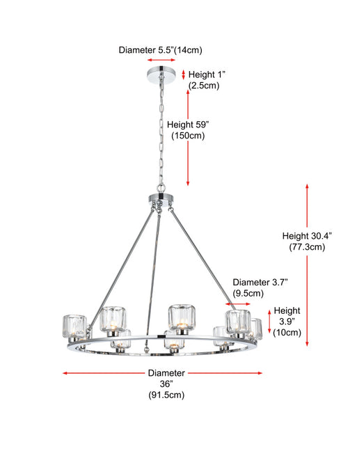Elegant Lighting Cadence Pendant Light D36 Inch G9 Lt9 40 Watt Chrome in Chrome and Clear Finish Model: 5100D36C
