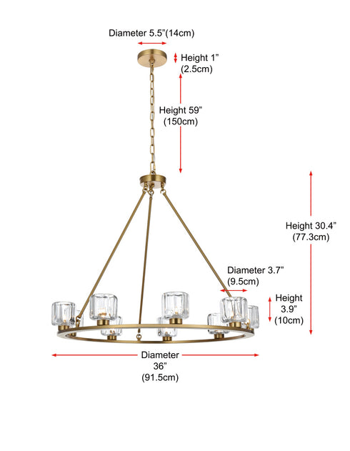 Elegant Lighting Cadence Pendant Light D36 Inch G9 Lt9 40 Watt Satin Gold in Satin Gold and Clear Finish Model: 5100D36SG