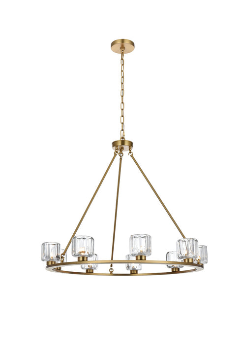 Elegant Lighting Cadence Pendant Light D36 Inch G9 Lt9 40 Watt Satin Gold in Satin Gold and Clear Finish Model: 5100D36SG