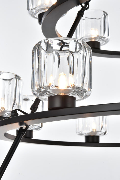 Elegant Lighting Cadence Pendant Light D48 Inch +36 Inch +26 Inch G9 Lt27 40 Watt Black in Black and Clear Finish Model: 5100L348BK