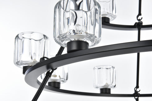 Elegant Lighting Cadence Pendant Light D48 Inch +36 Inch +26 Inch G9 Lt27 40 Watt Black in Black and Clear Finish Model: 5100L348BK
