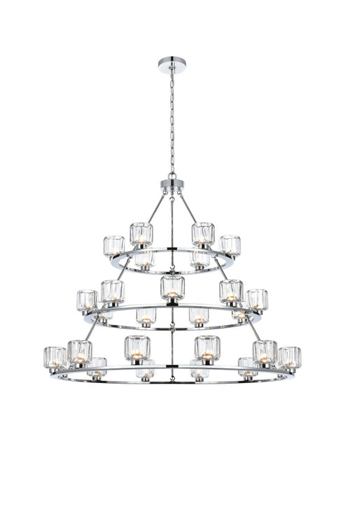 Elegant Lighting Cadence Pendant Light D48 Inch +36 Inch +26 Inch G9 Lt27 40 Watt Chrome in Chrome and Clear Finish Model: 5100L348C