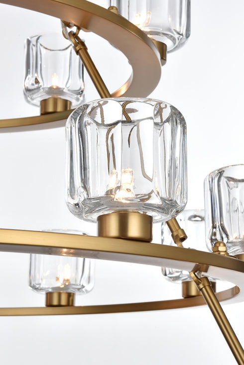 Elegant Lighting Cadence Pendant Light D48 Inch +36 Inch +26 Inch G9 Lt27 40 Watt Satin Gold in Satin Gold and Clear Finish Model: 5100L348SG