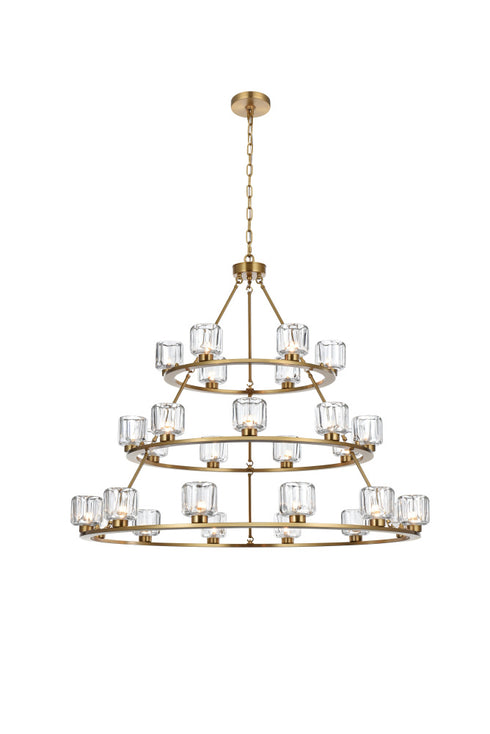 Elegant Lighting Cadence Pendant Light D48 Inch +36 Inch +26 Inch G9 Lt27 40 Watt Satin Gold in Satin Gold and Clear Finish Model: 5100L348SG