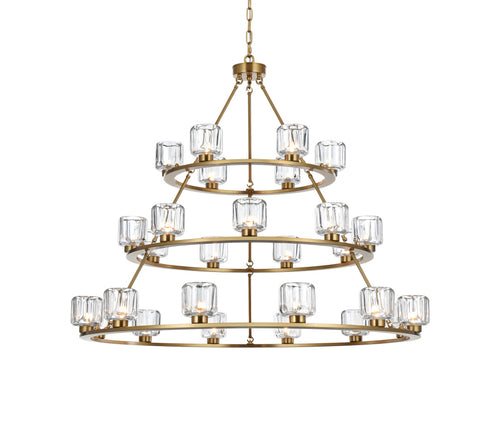 Elegant Lighting Cadence Pendant Light D48 Inch +36 Inch +26 Inch G9 Lt27 40 Watt Satin Gold in Satin Gold and Clear Finish Model: 5100L348SG