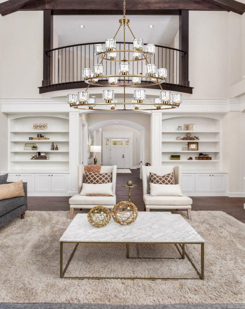 Elegant Lighting Cadence Pendant Light D48 Inch +36 Inch +26 Inch G9 Lt27 40 Watt Satin Gold in Satin Gold and Clear Finish Model: 5100L348SG