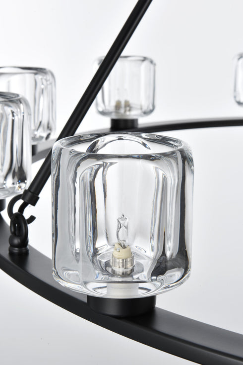 Elegant Lighting Cadence Pendant Light D48 Inch G9 Lt12 40 Watt Black in Black and Clear Finish Model: 5100D48BK