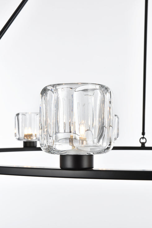 Elegant Lighting Cadence Pendant Light D48 Inch G9 Lt12 40 Watt Black in Black and Clear Finish Model: 5100D48BK