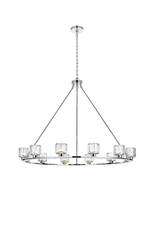 Elegant Lighting Cadence Pendant Light D48 Inch G9 Lt12 40 Watt Chrome in Chrome and Clear Finish Model: 5100D48C