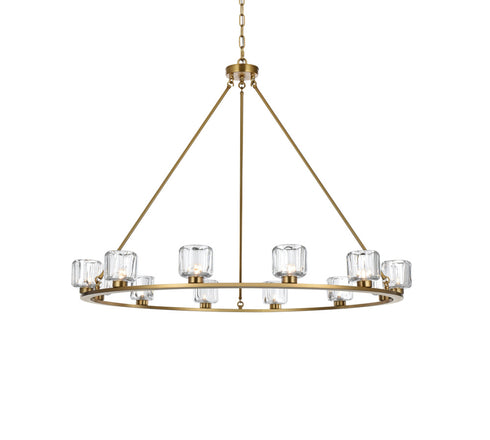 Elegant Lighting Cadence Pendant Light D48 Inch G9 Lt12 40 Watt Satin Gold in Satin Gold and Clear Finish Model: 5100D48SG