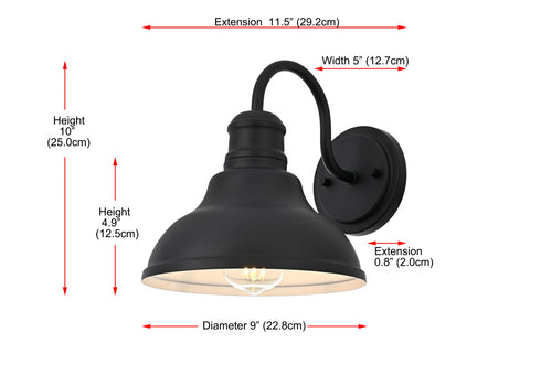 Elegant Lighting Callen 1 Light Wall Sconce W9 Inch xH10 Inch xE11.5 Inch in Black Model: OD802W10BK