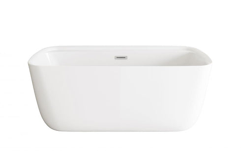 Elegant Lighting Calum 59 inch Soaking Bathtub in Glossy White with Brushed Gold Trim Model: BT10559GW-BGD