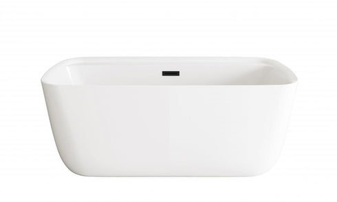 Elegant Lighting Calum 59 inch Soaking Bathtub in Glossy White with Brushed Gold Trim Model: BT10559GW-BGD