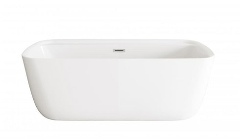 Elegant Lighting Calum 67 inch Soaking Bathtub in Glossy White with Brushed Gold Trim Model: BT10567GW-BGD