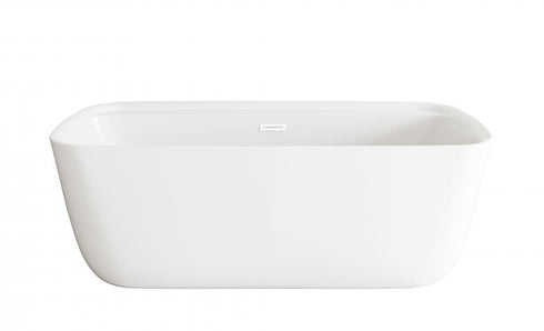 Elegant Lighting Calum 67 inch Soaking Bathtub in Glossy White with Brushed Gold Trim Model: BT10567GW-BGD