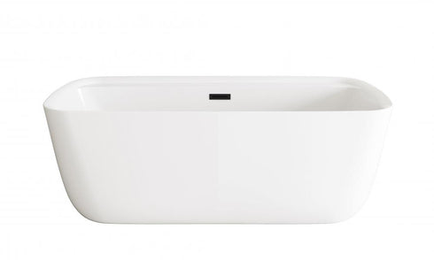 Elegant Lighting Calum 67 inch Soaking Bathtub in Glossy White with Brushed Gold Trim Model: BT10567GW-BGD