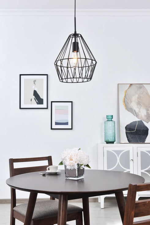 Elegant Lighting Candor 1 light black Pendant Model: LD4008D11BK