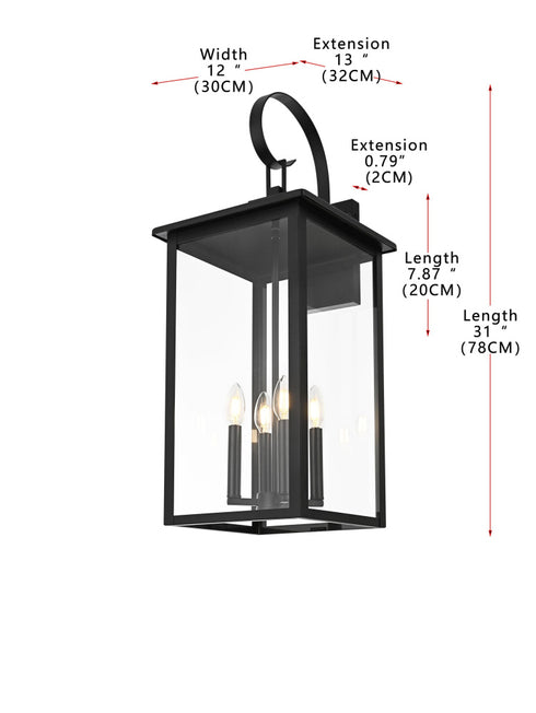 Elegant Lighting Carisle 4 Light Wall sconce W12 Inch E13 Inch H31 Inch L4 in Black (1Box) Model: OD325W31BK