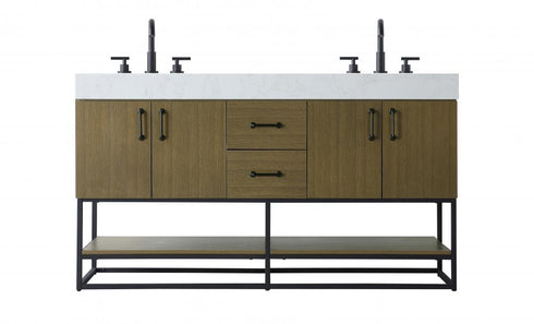 Elegant Lighting Caroline 60 inch Double Bathroom Vanity in Chestnut Brown Model: VF29260DMCB