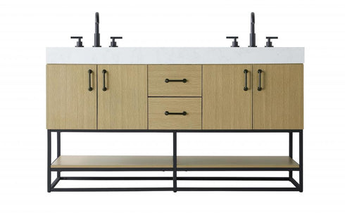 Elegant Lighting Caroline 60 inch Double Bathroom Vanity in Chestnut Brown Model: VF29260DMCB