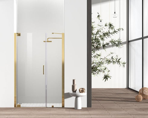 Elegant Lighting Carson Semi frameless Hinged Shower Door 48x72 in Brushed Gold Model: SD404-4872BGD